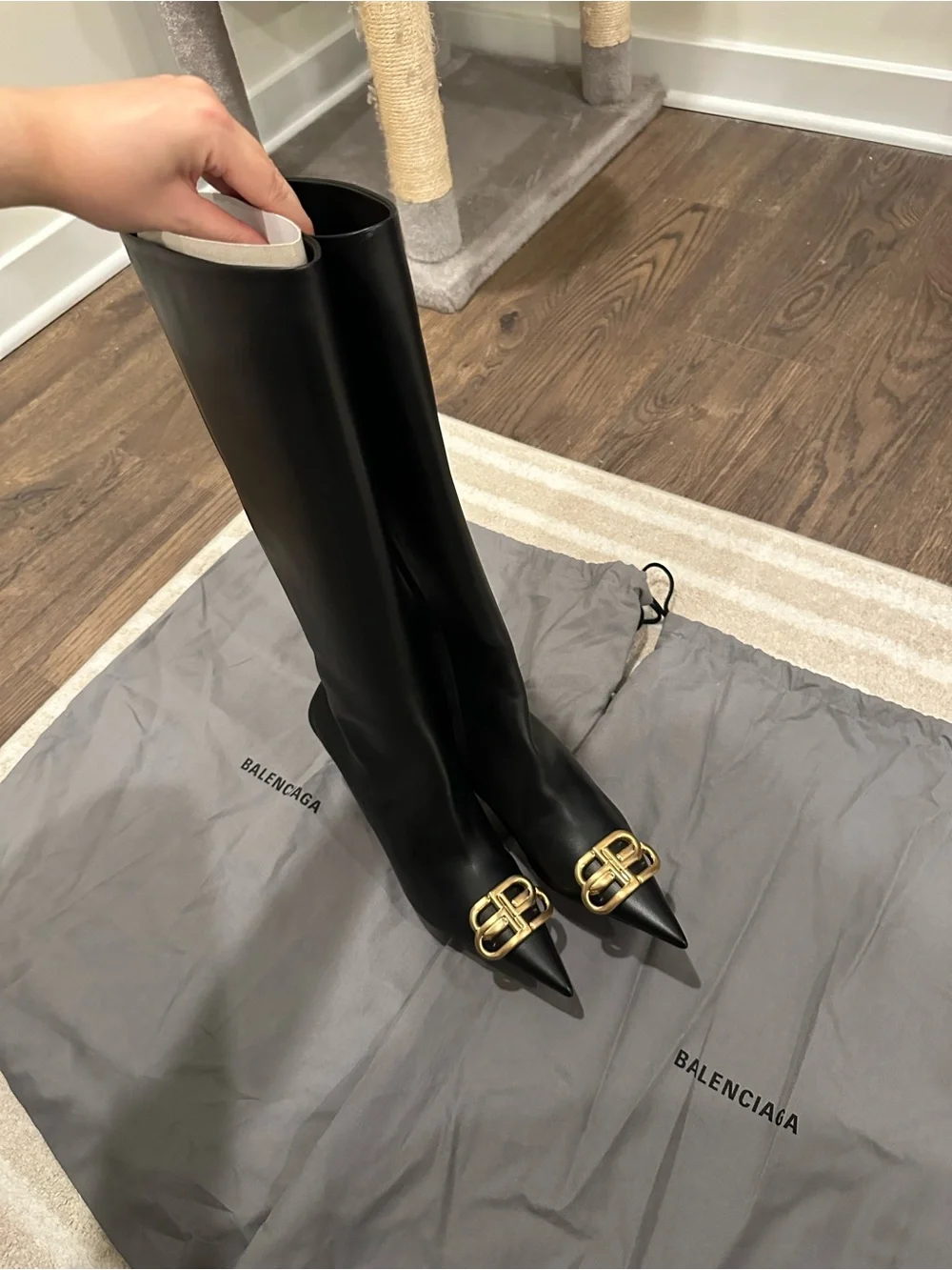 Balenciaga Knife BB leather knee-high boots